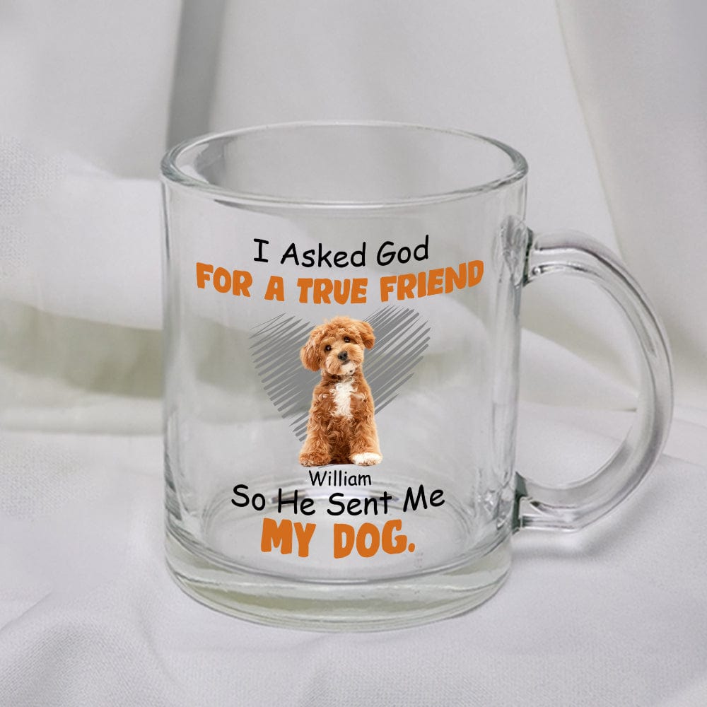 GeckoCustom Custom Photo I Asked God For A True Friend Pet Glass Mug HA75 889900