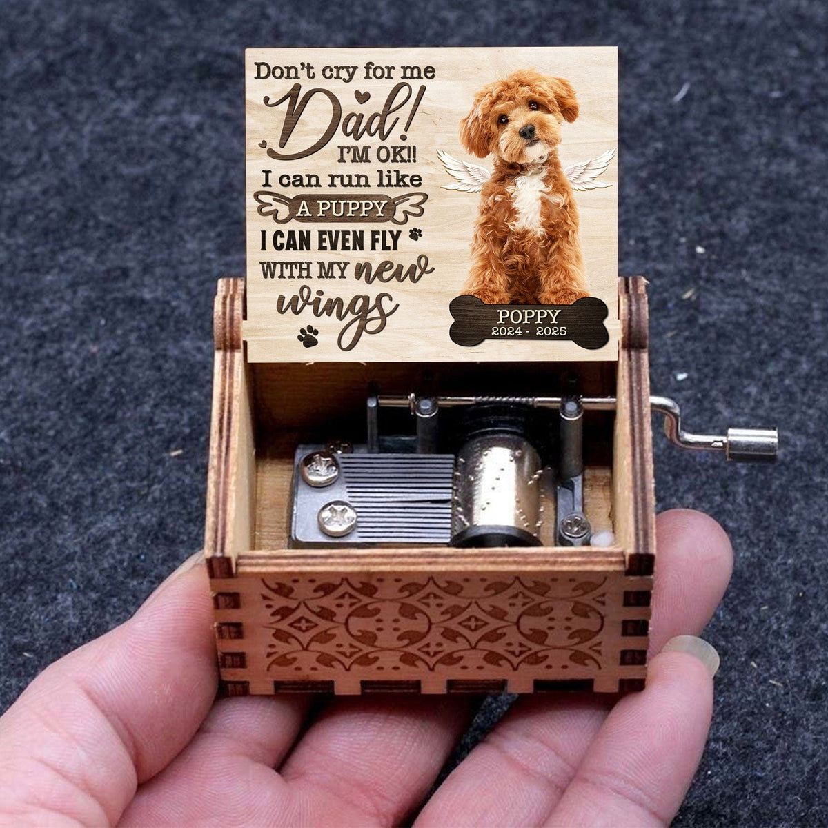 GeckoCustom Custom Photo I Can Run With My New Wings Dog Cat Memorial Music Box HO82 893500