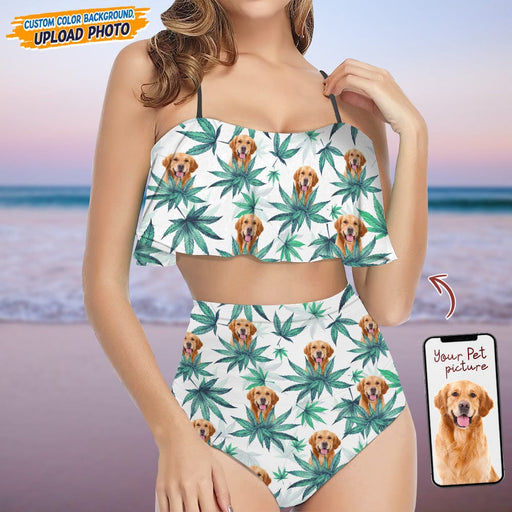 GeckoCustom Custom Photo I Like Dogs And Weed Bikini Swimsuit K228 889318