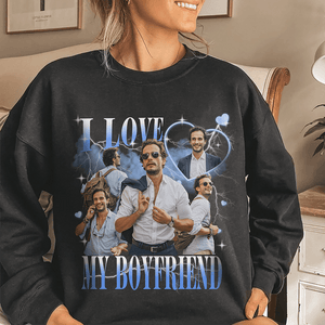 GeckoCustom Custom Photo I Love My Boyfriend/Girlfriend Vintage Style Couple Dark Shirt Valentine Gift HO82 893400 Sweatshirt (Favorite) / V Black / S