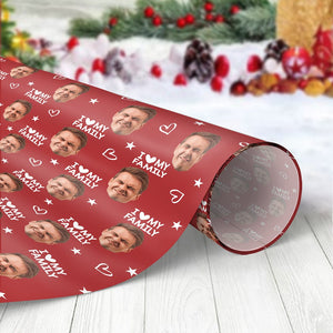 GeckoCustom Custom Photo I Love My Family Wrapping Paper TH10 892233