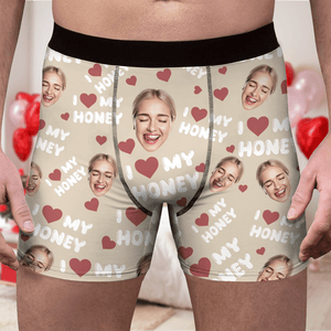 GeckoCustom Custom Photo I Love My Wife, Girlfriend Man's Boxer Valentine's Day, Anniversary Gift HA75 891806