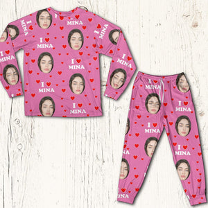 GeckoCustom Custom Photo I Love You Sleepwear Couple Gift HA75 891258