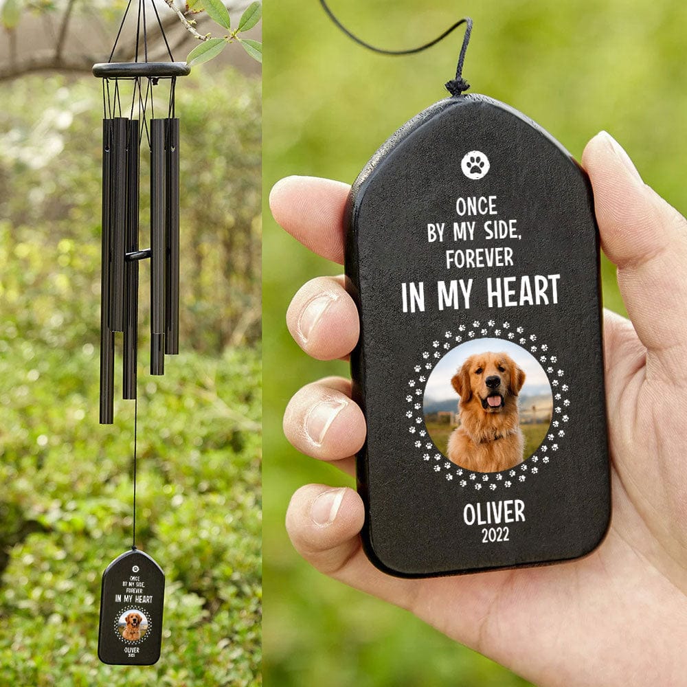 GeckoCustom Custom Photo If Love Could Have Saved You Memorial Wind Chimes TA29 889756 Solid Black - White Text