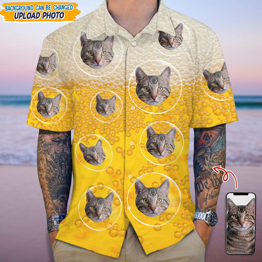 GeckoCustom Custom Photo In Beer Bubble For Cat Lover Hawaii Shirt N304 889291