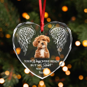 GeckoCustom Custom Photo In Loving Memory Angel Wings Dog Cat Pet Heart Shaped Glass Ornament For Christmas HA75 891566