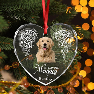 GeckoCustom Custom Photo In Loving Memory Angel Wings Dog Cat Pet Heart Shaped Glass Ornament For Christmas HA75 891566