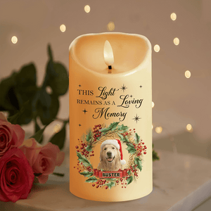 GeckoCustom Custom Photo In Loving Memory Dog Cat Pet Memorial LED Candle HA75 891734