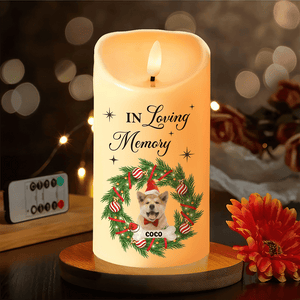 GeckoCustom Custom Photo In Loving Memory Dog Cat Pet Memorial LED Candle HA75 891734