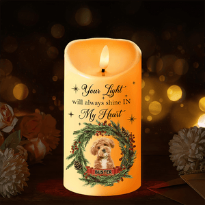 GeckoCustom Custom Photo In Loving Memory Dog Cat Pet Memorial LED Candle HA75 891734