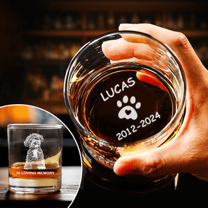 GeckoCustom Custom Photo In Loving Memory Memorial Dog Cat Rock Glass DM01 891129 10.5oz