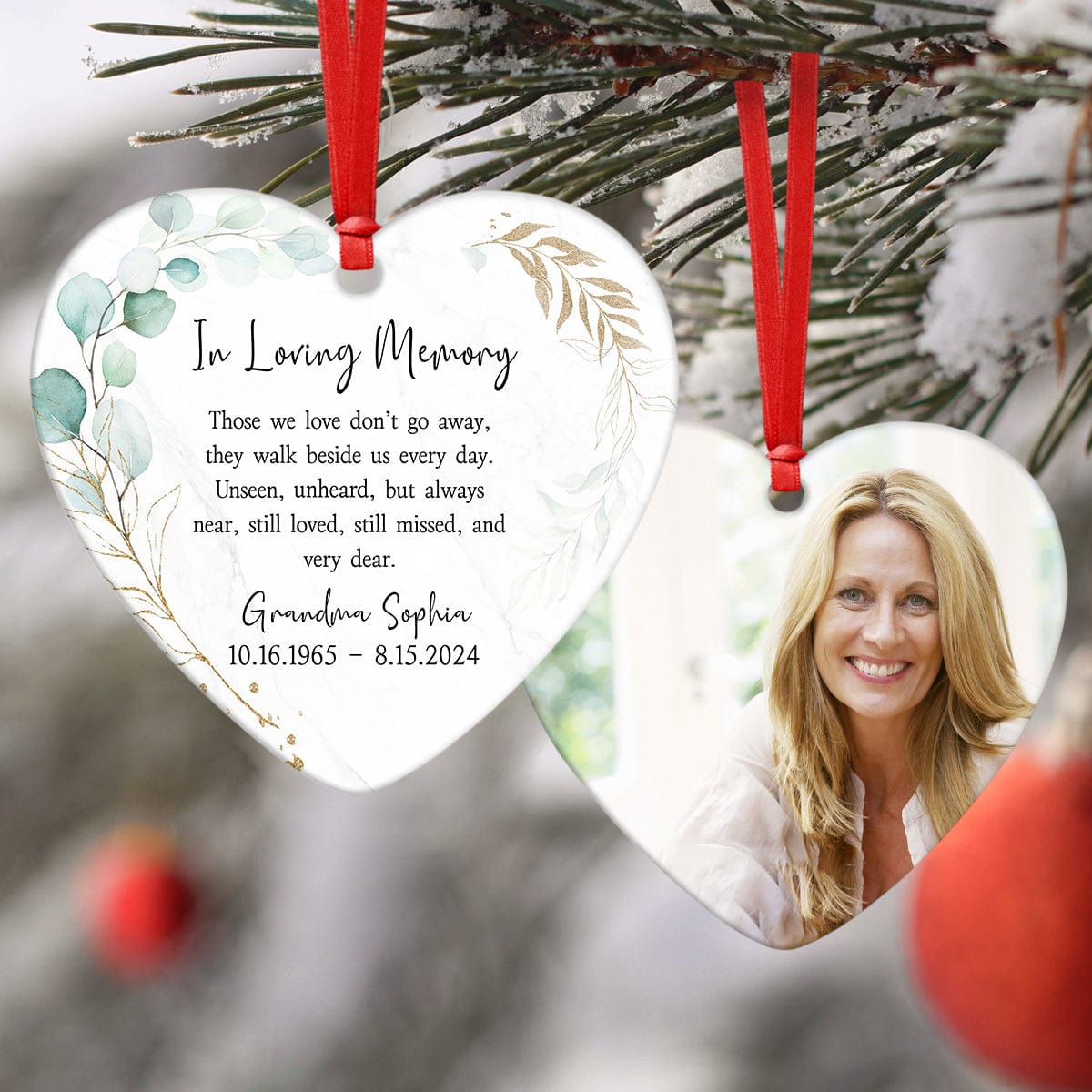 GeckoCustom Custom Photo In Loving Memory Memorial Heart Shaped Ceramic Ornament HA75 891466 1 Piece