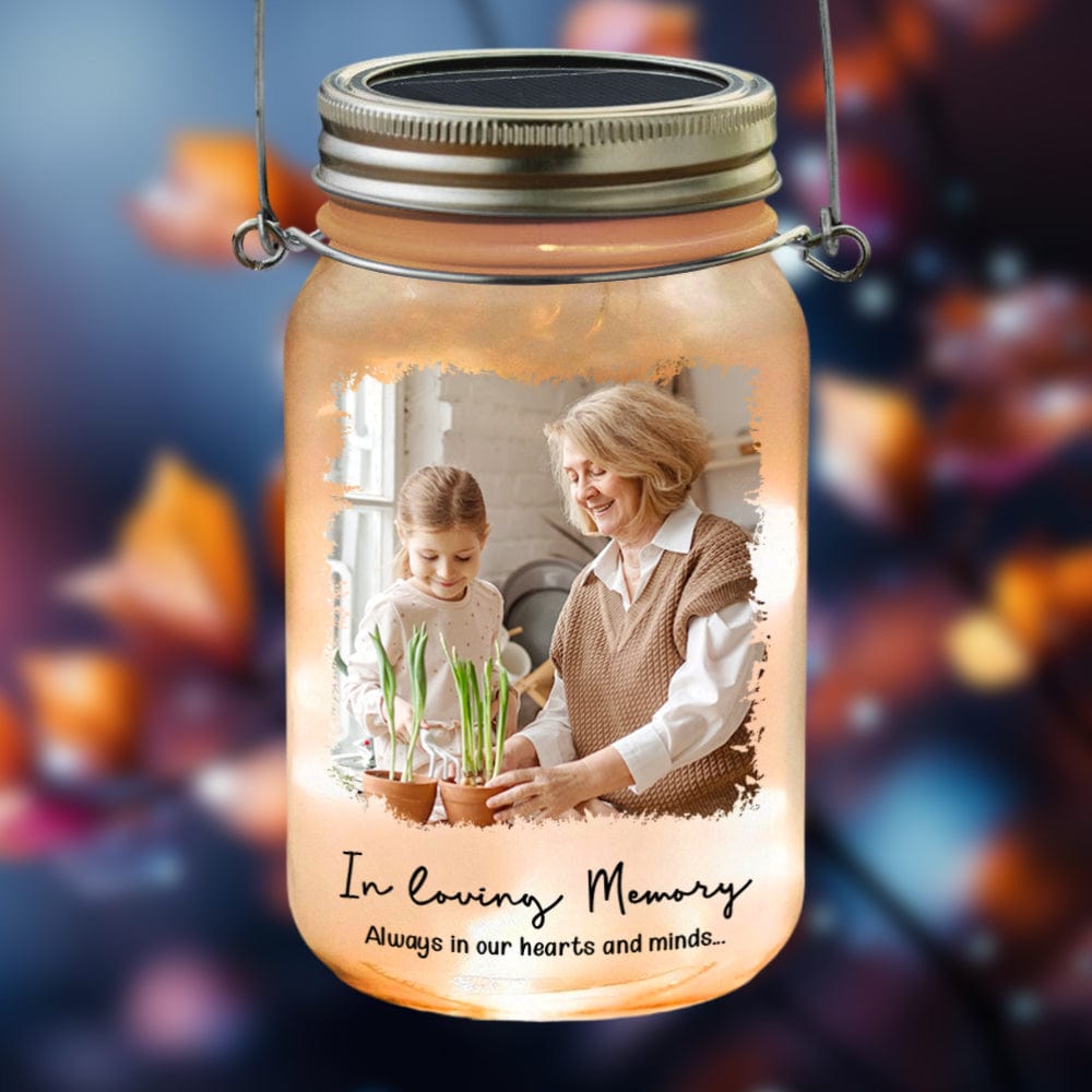 GeckoCustom Custom Photo In Loving Memory Memorial Mason Jar Light TH10 891429 16oz / 1 Side