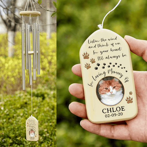 GeckoCustom Custom Photo In Loving Memory Of My Cat Memorial Wind Chimes N304 889937
