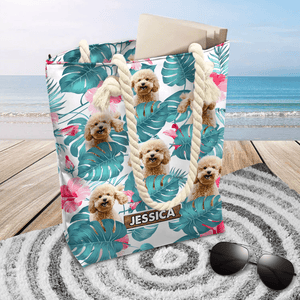 GeckoCustom Custom Photo It's Summer Time Dog Beach Tote Bag HA75 891168 12x14.2 in