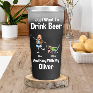 GeckoCustom Custom Photo Just Want To Drink Beer And Hang With My Dog For Dog Lovers Changing Color Cup HO82 890780 16oz / 2 sides