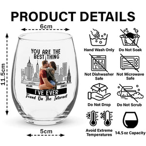 GeckoCustom Custom Photo Kissing Couple Best Thing Found On The Internet Stemless Wine Glass For Valentine's Day HO82 893452 14.5 oz