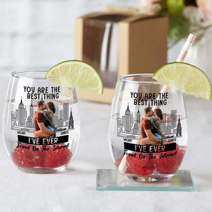 GeckoCustom Custom Photo Kissing Couple Best Thing Found On The Internet Stemless Wine Glass For Valentine's Day HO82 893452 14.5 oz