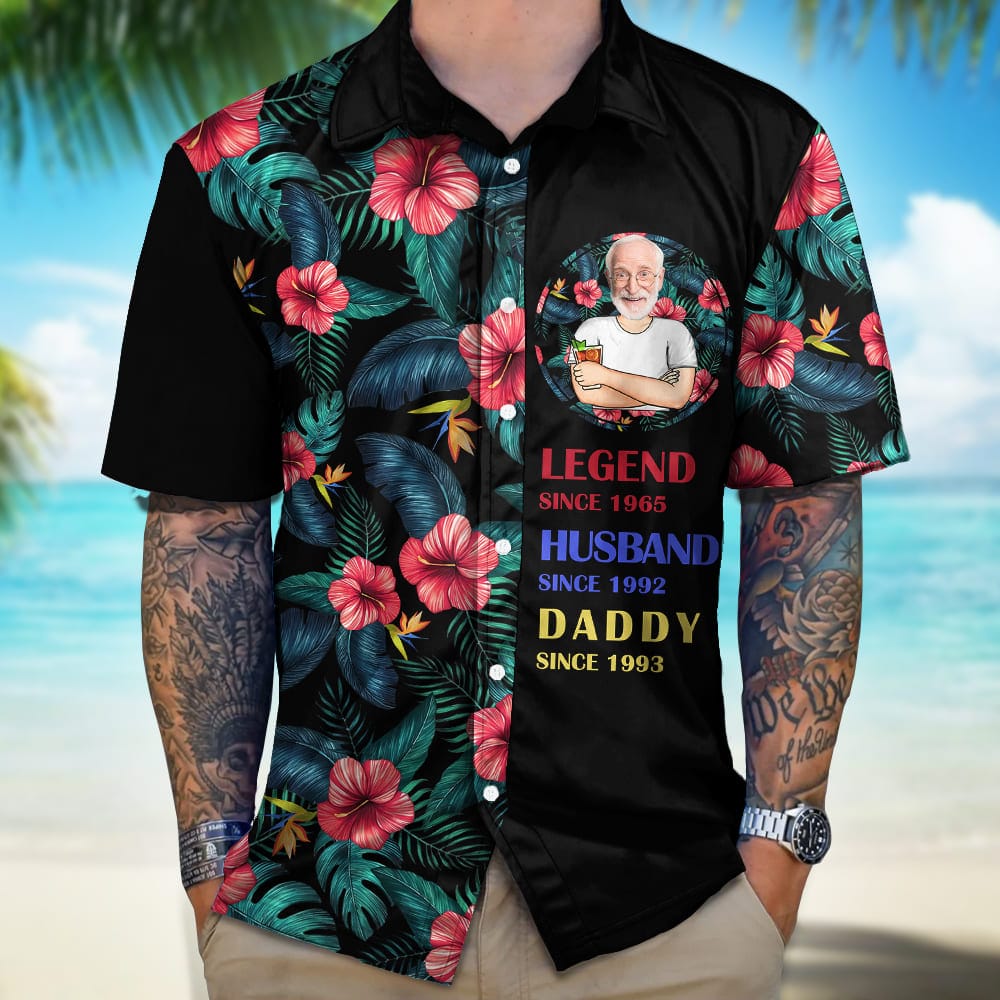 GeckoCustom Custom Photo Legend Husband Dad Grandpa Hawaii Shirt TH10 891093