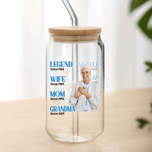 GeckoCustom Custom Photo Legend Wife Mom Grandma Daily Reminders Glass Tumbler TA29 890402