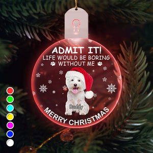 GeckoCustom Custom Photo Life Would Be Boring Without Me Dog Cat Circle Led Acrylic Ornament HO82 893218 3 inches