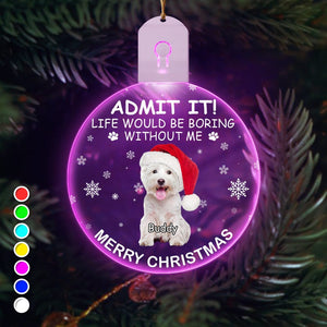 GeckoCustom Custom Photo Life Would Be Boring Without Me Dog Cat Circle Led Acrylic Ornament HO82 893218 3 inches