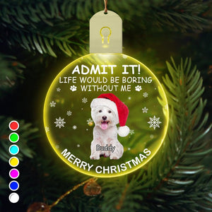 GeckoCustom Custom Photo Life Would Be Boring Without Me Dog Cat Circle Led Acrylic Ornament HO82 893218 3 inches