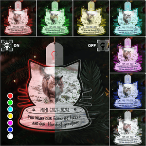 GeckoCustom Custom Photo Loss Of Cat Forever Memorial Cat Led Acrylic Ornament HA75 891736 3 inches