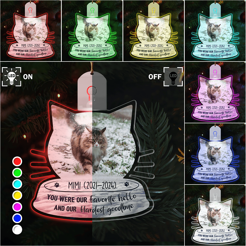 GeckoCustom Custom Photo Loss Of Cat Forever Memorial Cat Led Acrylic Ornament HA75 891736 3 inches