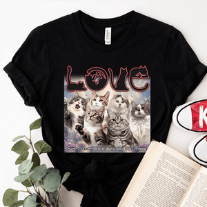 GeckoCustom Custom Photo Love Cats Vintage Bootleg For Cat Lovers Dark Shirt N304 890142