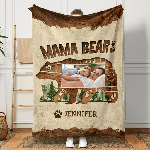 GeckoCustom Custom Photo Mama Bear For Mother's Day Blanket N304 890002