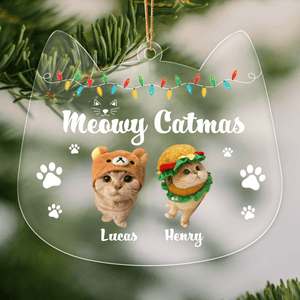 GeckoCustom Custom Photo Meowy Catmas Cat Acrylic Ornament HA75 891088 1 Piece