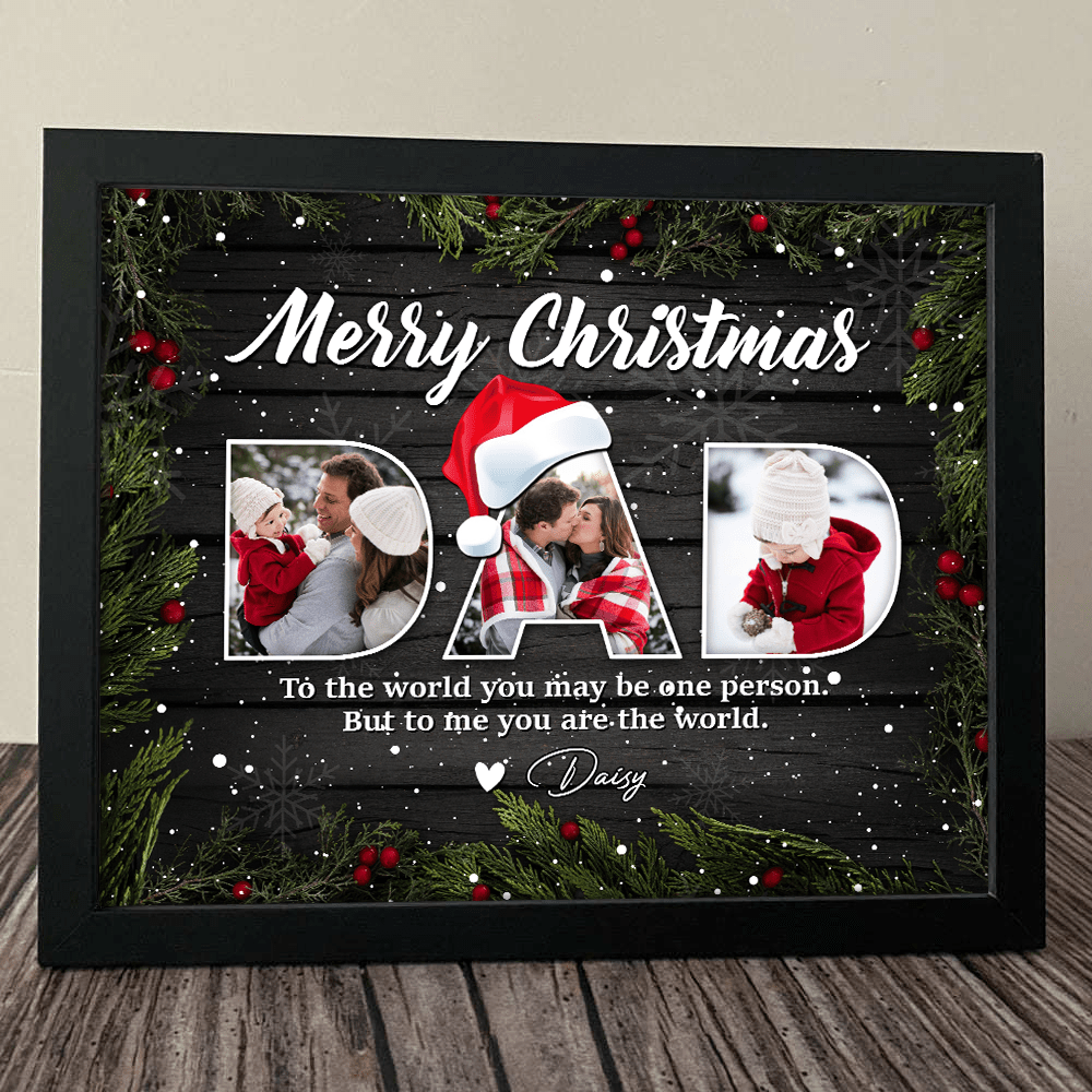 GeckoCustom Custom Photo Merry Christmas For Dad Family Picture Frame TA29 889898 10"x8"