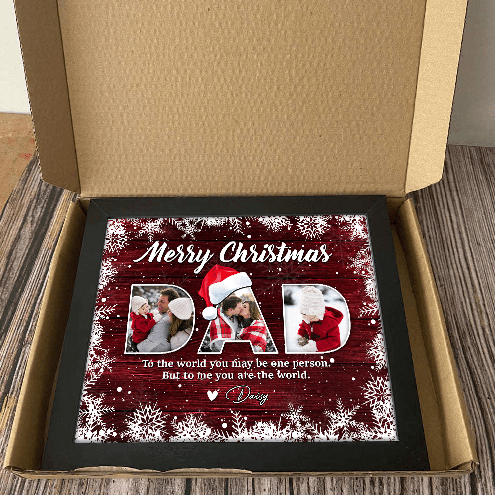 GeckoCustom Custom Photo Merry Christmas For Dad Family Picture Frame TA29 889898 10"x8"