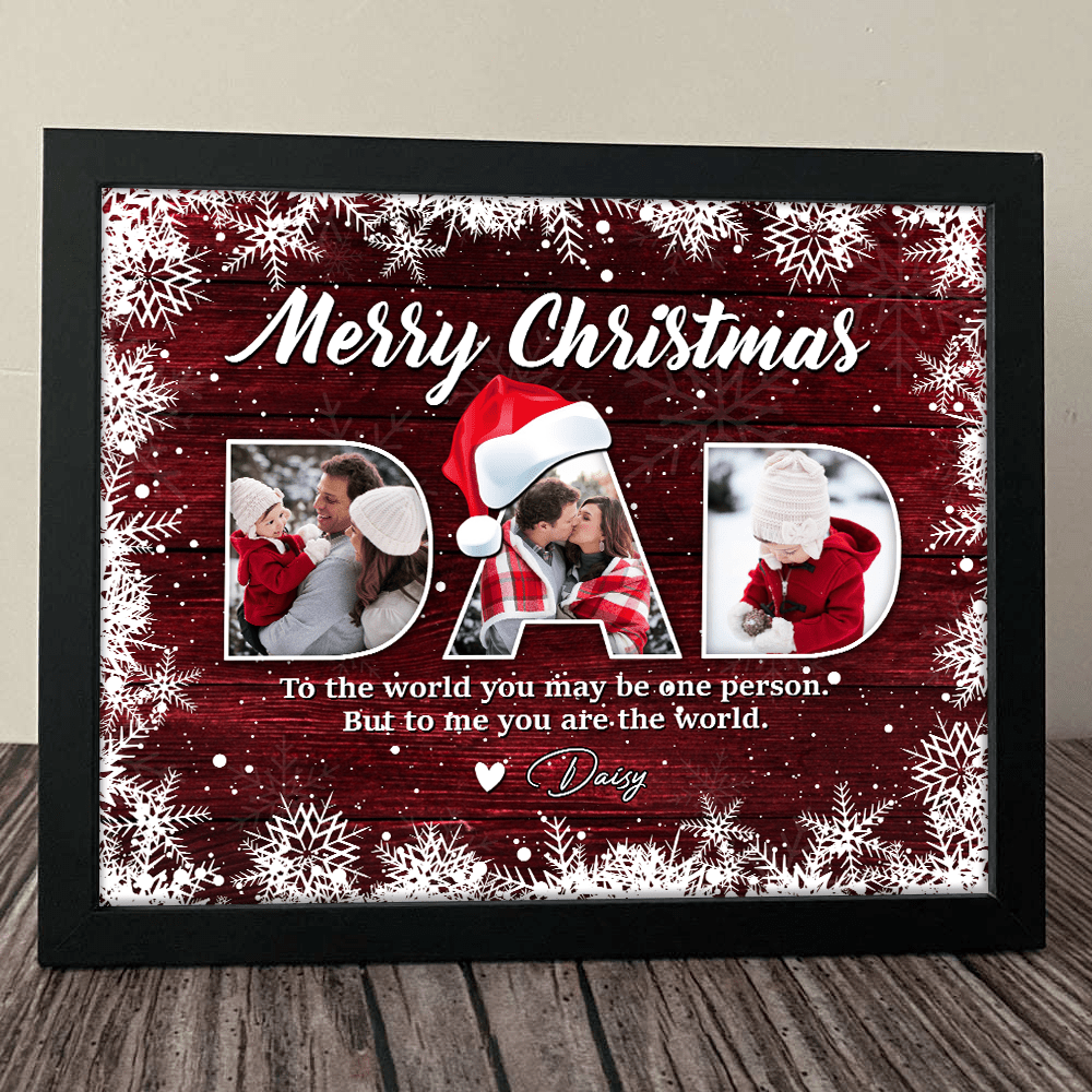 GeckoCustom Custom Photo Merry Christmas For Dad Family Picture Frame TA29 889898 10"x8"