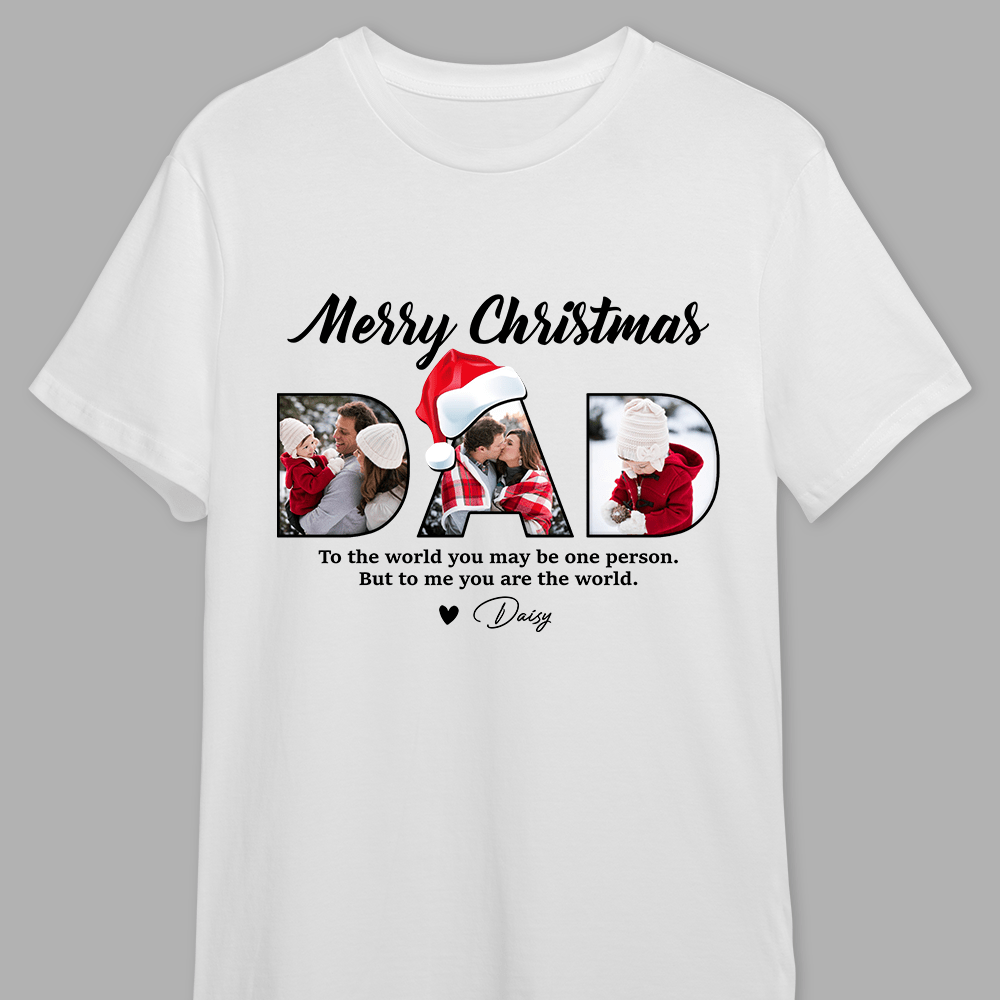 GeckoCustom Custom Photo Merry Christmas For Dad Family Shirt TA29 889902