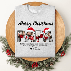 GeckoCustom Custom Photo Merry Christmas For Dad Family Shirt TA29 889902 Long Sleeve / Sport Grey Colour / S