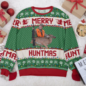 GeckoCustom Custom Photo Merry Huntmas Sweater Gift For Hunting Lovers HA75 891764