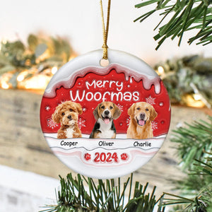 GeckoCustom Custom Photo Merry Woofmas Dog 3D Inflated Effect Printed Ornament N304 HA75 891540