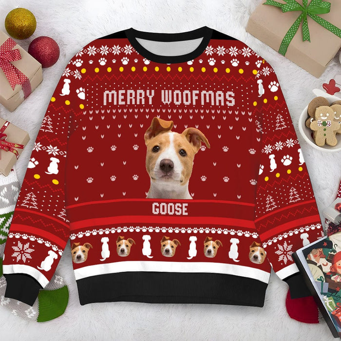 GeckoCustom Custom Photo Merry Woofmas Dog Sweatshirt TA29 889903