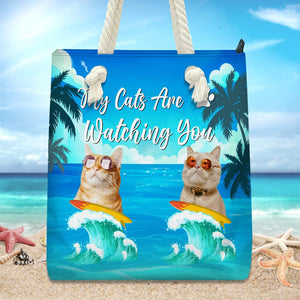 GeckoCustom Custom Photo My Cat Is Watching You Beach Tote Bag HO82 891206 12x14.2 in