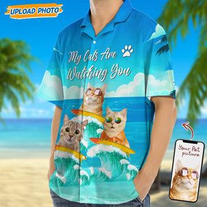 GeckoCustom Custom Photo My Cat Is Watching You Hawaii Shirt N304 889266