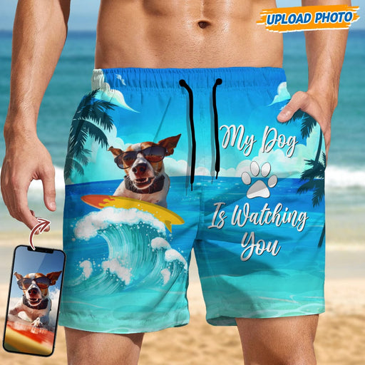 GeckoCustom Custom Photo My Dog Is Watching You Beach Short N304 889244