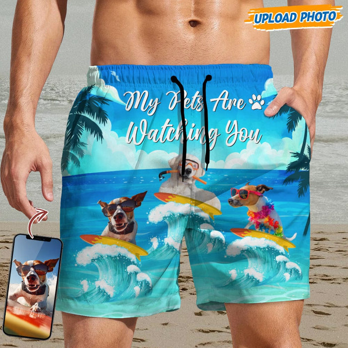 GeckoCustom Custom Photo My Dog Is Watching You Beach Short N304 889244