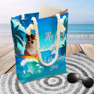 GeckoCustom Custom Photo My Dog Is Watching You Beach Tote Bag HO82 891204 12x14.2 in