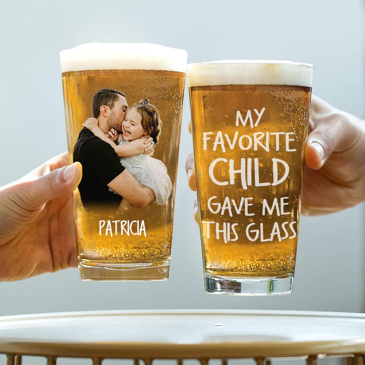 GeckoCustom Custom Photo My Favourite Child Gave Me This Glass Print Beer Glass DM01 890967 16oz