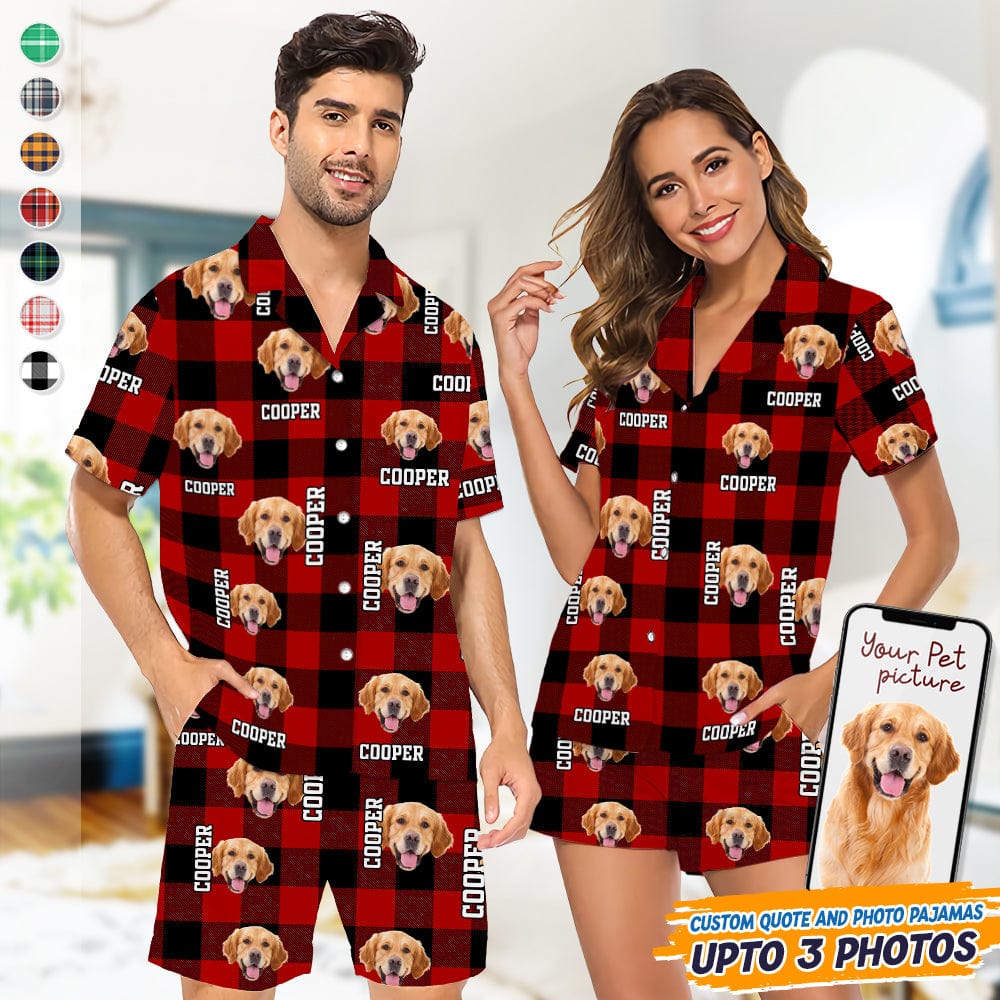 GeckoCustom Custom Photo Name Dog Cat Short Pajamas K228 888793