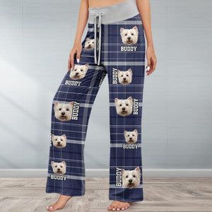 GeckoCustom Custom Photo Name Dog Cat With Flannel Design Lounge Pants TH10 891473