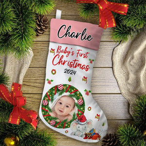 GeckoCustom Custom Photo New Baby My First Christmas Stocking TH10 891683