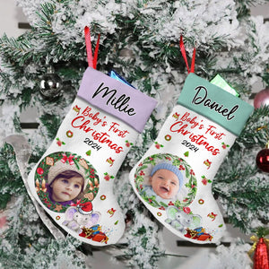 GeckoCustom Custom Photo New Baby My First Christmas Stocking TH10 891683